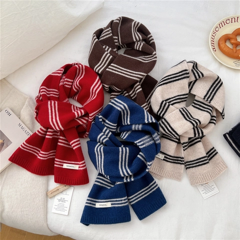 Sciarpa Invernale A Righe 100% Lana Lunga In Maglia Calda Morbida Chic Versatile Scaldacollo Per Donna Uomo