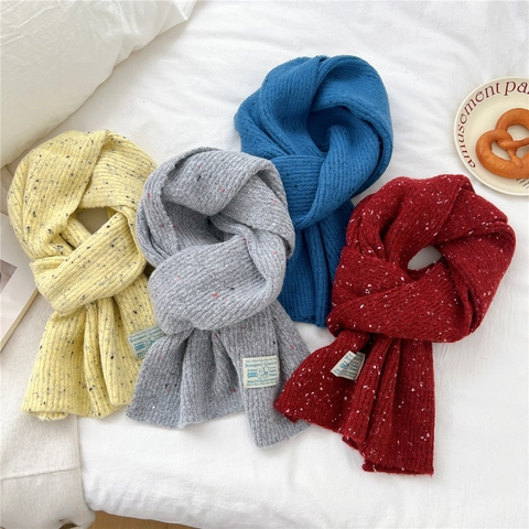Écharpe Longue En Tricot Épaisse Chaude Hiver Fil Moucheté Cache-Cou Doux Style Rétro Pour Femmes
