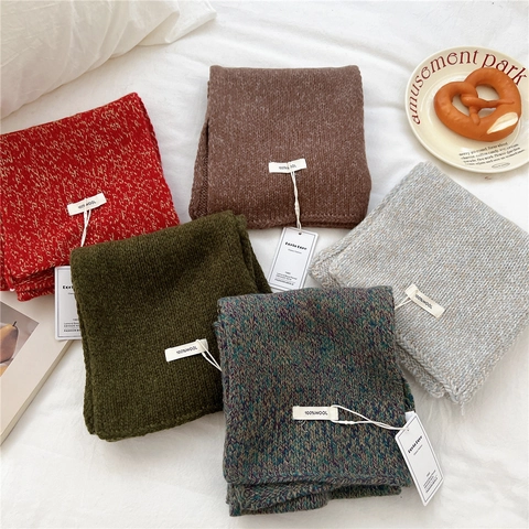 Damen Grobstrick Wollschal Winter Dick Warm Weich Regenbogen Meliert Schal Für Den Alltag Outdoor Casual Mode Halswärmer