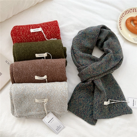 Damen Grobstrick Wollschal Winter Dick Warm Weich Regenbogen Meliert Schal Für Den Alltag Outdoor Casual Mode Halswärmer