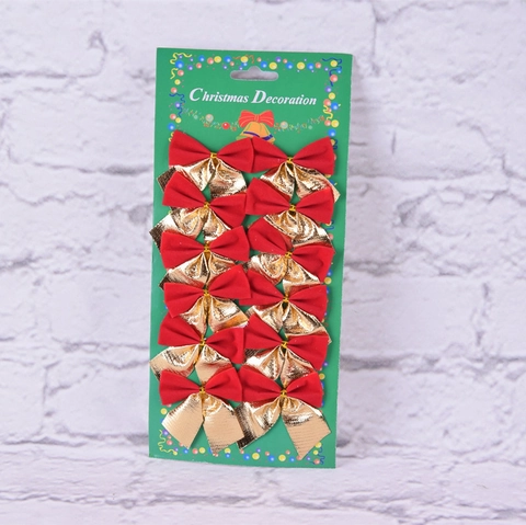 Christmas Decoration Bows Glitter Metallic Flocked Xmas Tree Ornaments For Holiday Party Gift Wrapping Craft