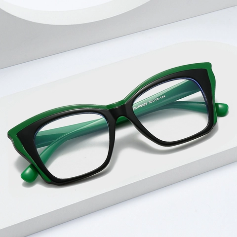 Cat Eye Glasses Frame TR90 Anti-Blue Light Color Block Square Eyeglasses For Women Men Trendy Vintage Optical Eyewear