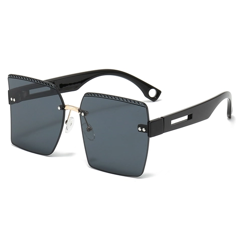 Gafas de Sol Cuadradas de Gran Tamaño sin Montura Para Mujer Lente de PC Degradada Protección UV400 Borde Cortado