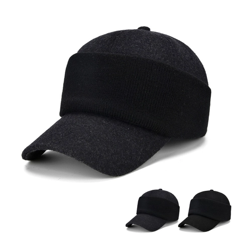 Men Winter Baseball Cap Warm Woolen Ear Protection Hat Outdoor Windproof Adjustable For Middle-Aged And Elderly