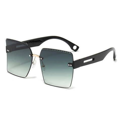 Gafas de Sol Cuadradas de Gran Tamaño sin Montura Para Mujer Lente de PC Degradada Protección UV400 Borde Cortado