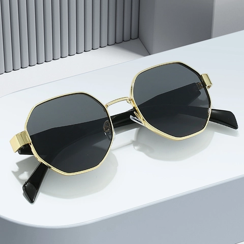 Gafas De Sol Con Montura Metálica Polígono Protección UV400 Gafas Octogonales De Tendencia Para Mujeres Hombres