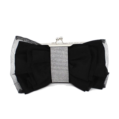 Elegante Borsa Da Sera In Raso Grande Fiocco Pieghettato Strass Matrimonio Festa Sposa Borsa A Mano Chiusura In Metallo