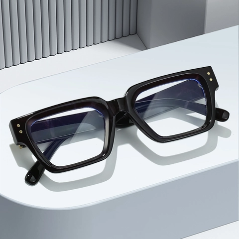Occhiali Da Vista Quadrati Anti Luce Blu Montatura PC Lente AC Retro Rivetto Occhiali Ottici Per Uomo Donna Quotidiano
