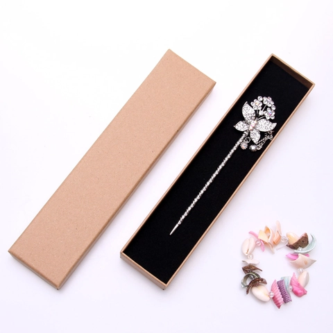 Rechteckige Schmuck Geschenkbox Kraftpapier Karton Etui Für Halskette Armband Haarnadel Mit Schaumstoffpolsterung Retro Stil