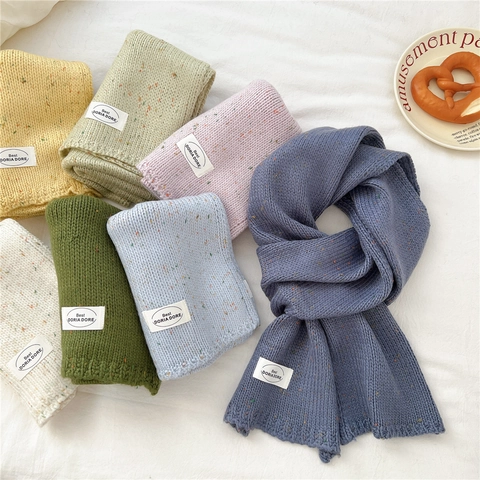 Winter Knitted Scarf Acrylic Polyester Warm Korean Style Confetti Speckled Soft Neck Warmer For Women