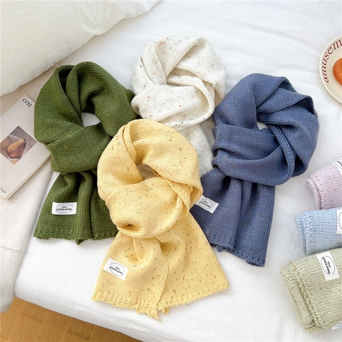 Winter Knitted Scarf Acrylic Polyester Warm Korean Style Confetti Speckled Soft Neck Warmer For Women