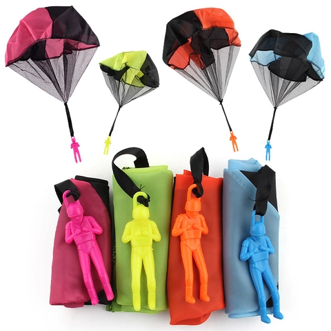 Hand Throw Parachute Toy Tangle Free Nylon Flying Toys With Soldier Figure Outdoor Sports For Kids