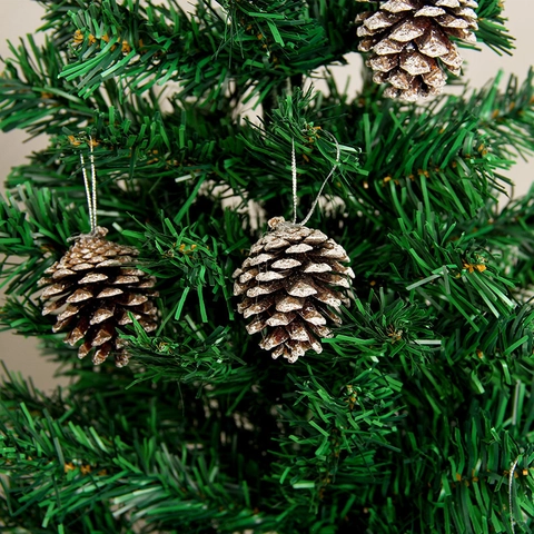 Ornamenti Appesi Pigne Di Natale Legno Naturale Con Neve Ghiacciata Per Decorazione Albero Festa Invernale