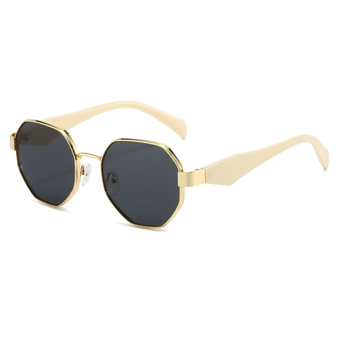 Gafas De Sol Con Montura Metálica Polígono Protección UV400 Gafas Octogonales De Tendencia Para Mujeres Hombres