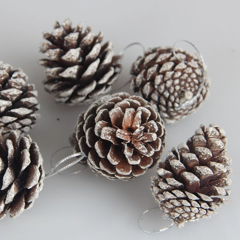 Ornamenti Appesi Pigne Di Natale Legno Naturale Con Neve Ghiacciata Per Decorazione Albero Festa Invernale
