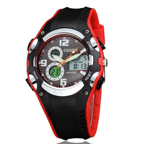 Orologio Sportivo Uomo Doppio Display Analogico Digitale LED Retroilluminazione Impermeabile Allarme Cronometro Cinturino Gomma
