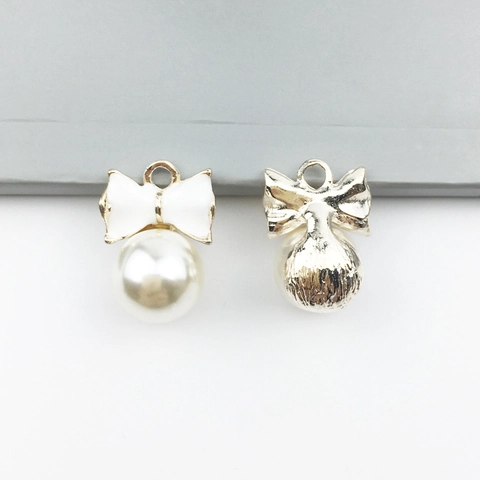 Ciondoli Perla Artificial Con Fiocco Lega Smalto Per Creazione Gioielli Fai Da Te Bracciali Collane Accessori Capelli