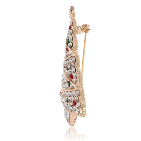 Vintage Legierung Weihnachtsbaum Brosche Mit Bunten Strasssteinen Glänzend Festlich Mode Geschenk Pin Für Damen Urlaub Schmuck