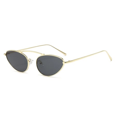 Occhiali Da Sole Cat Eye Montatura In Metallo Vintage Doppio Ponte Protezione UV400 Moda Retro Uomo Donna