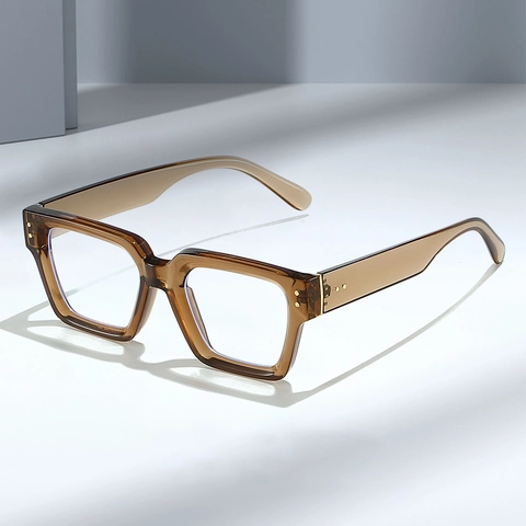 Occhiali Da Vista Quadrati Anti Luce Blu Montatura PC Lente AC Retro Rivetto Occhiali Ottici Per Uomo Donna Quotidiano