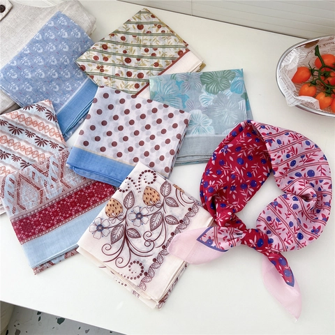 Bedrucktes Quadratisches Halstuch Retro Floral Paisley Satinnähnliches Bandana Haarband Nackenwickel Für Damen Elegantes Accessoire