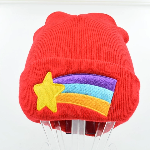Berretto In Maglia Acrilico Ricamo Stella Cadente Arcobaleno Risvolto Elastico Inverno Hip Hop Per Uomo E Donna