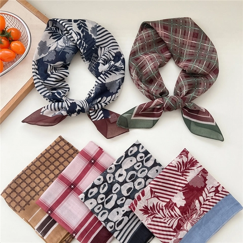 Foulard Quadrato Vintage Con Stampa Geometrica Da Donna Bandana Elegante In Raso Sintetica Sciarpa Da Collo Ufficio