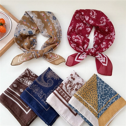 Foulard Carré Imprimé Paisley Fleur Polyester Satin Artificielle Bandana Accessoire Cou Pour Femmes Hommes