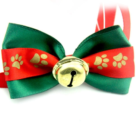 Pet Christmas Hat And Bow Tie Collar Polyester Grosgrain Ribbon Plush Adjustable Festive Holiday Accessories For Cats Dogs