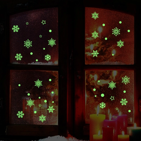 Adesivi Fiocchi Di Neve Luminosi Al Buio PVC Fluorescente Notte Rimovibile DIY Natale Finestra Parete Decorazione Home