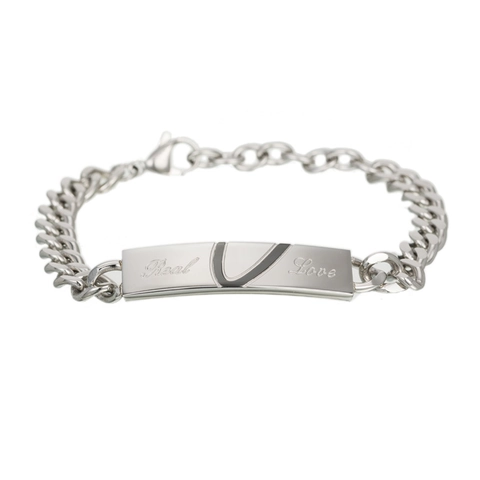 Real Love Gravierte Passende Pärchen-Armbänder 316L Edelstahl Herz Puzzle Panzerkette Schmuck Für Verliebte