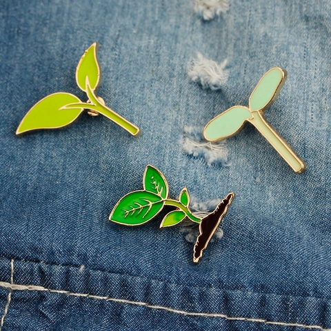 Kreative Pflanzenkeim Emaille Pin Set Legierung Blatt Sämling Brosche Für Bekleidungsdekoration Mode Schmuck Abzeichen Geschenk