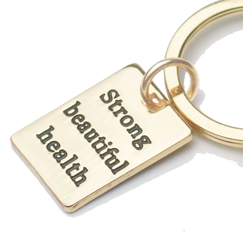 Stainless Steel Fitness Keychain Motivational Barbell Weight Plate Pendant Strong Beautiful Health Gym Jewelry Gift For Men Women