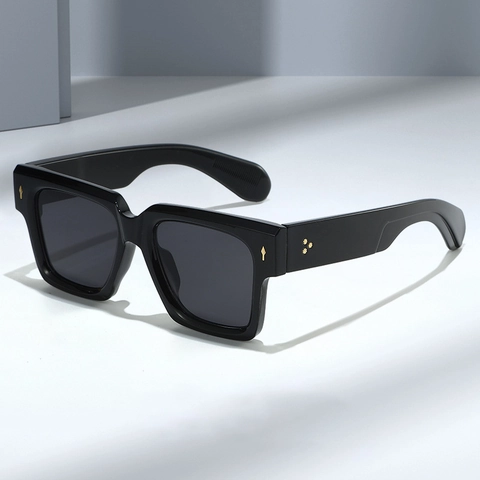 Gafas De Sol Cuadradas Oversized Vintage Para Mujeres Hombres Moda Marco PC Protección UV400 Decoración Remache Punk