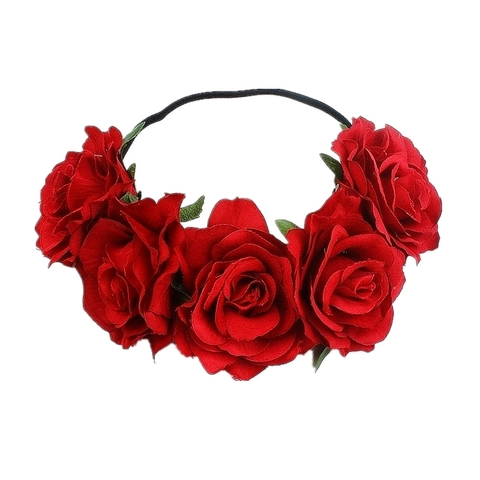 Rose Flower Headband Bohemia Simulation Floral Hair Band Elastic Party Festival Wedding For Women
