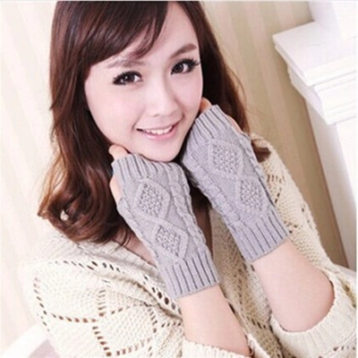 Fingerless Gloves Knitted Winter Arm Warmers Cable Knit Diamond Pattern Warm Solid Color Ribbed Cuff Unisex Soft Cozy
