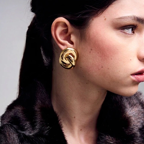 Interlocking Double Circle Earrings Stainless Steel 18K Gold Plated Hypoallergenic Waterproof Vintage Geometric Studs For Women