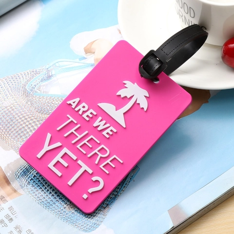 Luggage Tags Silicone Soft PVC Travel Bag ID Labels With Name Card Address Identifier 3D Embossed Slogans Adjustable Strap