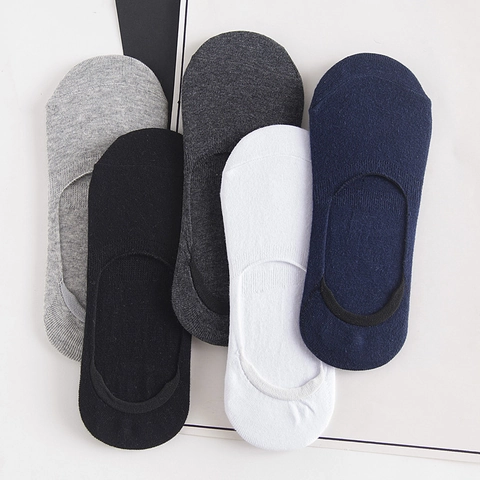 Calcetines Invisibles Hombre Algodón Corte Bajo Antideslizante Silicona Talón Color Sólido Transpirable Informal 200N