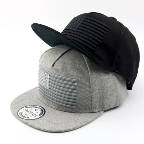 Gorra Snapback Hip Hop Bordado Bandera EE. UU. Ala Plana Gorra de Béisbol para Hombre Niño Ajustable Protección Solar Moda Exterior
