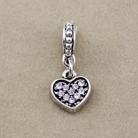 Heart Charm Alloy Rhinestone DIY Bracelet Pendant Sparkling Jewelry Accessory For Women Gift