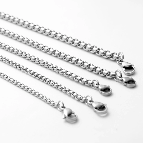 Box Chain Necklace 304 Stainless Steel Venice Link Jewelry For DIY Pendant Matching Minimalist Unisex High Polished
