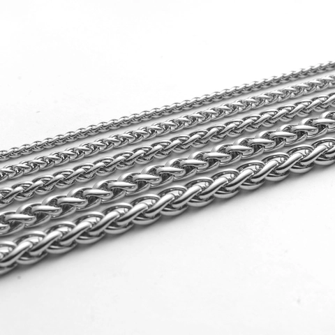 Collier Chaîne de Blé en Acier Inoxydable pour Hommes Femmes Poli Miroir Spiga Keel Chaîne Bijoux Accessoires DIY Collier