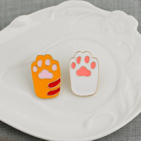 Broches de Aleación de Esmalte con Huella de Pata Lindo Dibujo Animado Perro Gato Huella Pines Accesorios para Ropa Bolsa Mujer Unisex