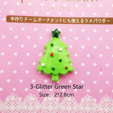 Christmas Tree Resin Flatback Cabochons Glitter Miniature DIY Crafts Phone Case Scrapbooking Embellishments Holiday Decor