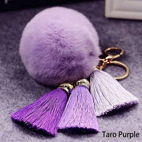 Leuke Pluizige Rex Konijnenbont Pompon Sleutelhanger Kwast Hanger Vrouwen Tas Auto Telefoon Bedel Zachte Pluche Sleutelhanger Accessoires