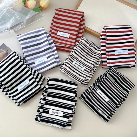 Striped Knitted Arm Sleeves Sun Protection Ribbed Elastic Hand Covers For Cycling Driving Outdoors Travel Casual