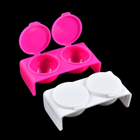 Dual Slot Nail Dappen Dish With Lids Plastic Brush Cleaning Cup Liquid Container For Acrylic Nail Art Professional Tool