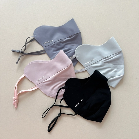 Sunscreen Face Mask Breathable Ice Satin UV Protection Adjustable Ear Loops Solid Color Skin Friendly For Women Outdoor Activity