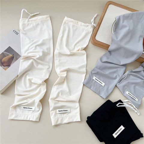 Sun Protection Arm Sleeves Ribbed Knit Cooling Covers Adjustable Drawstring Outdoor Driving Cycling Summer Gear For Men Women